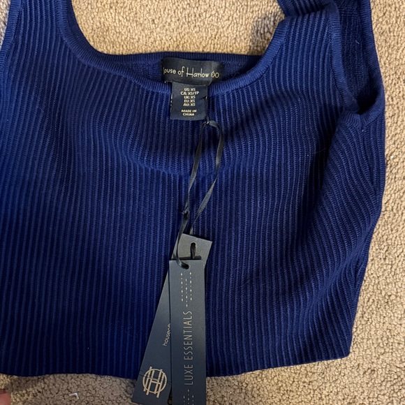 Navy Ribbed Tank Top - Picture 2 of 2